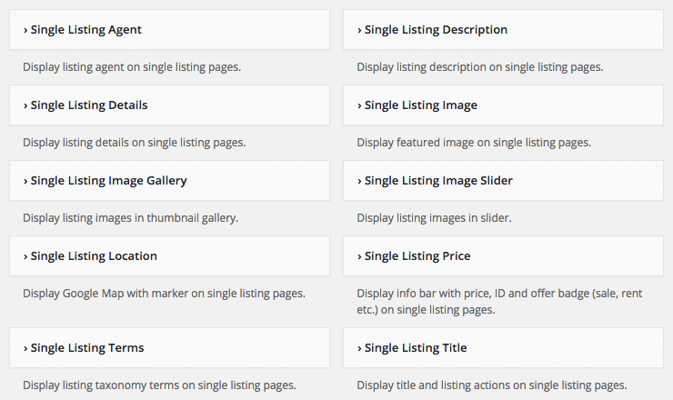 Single listing custom widgets