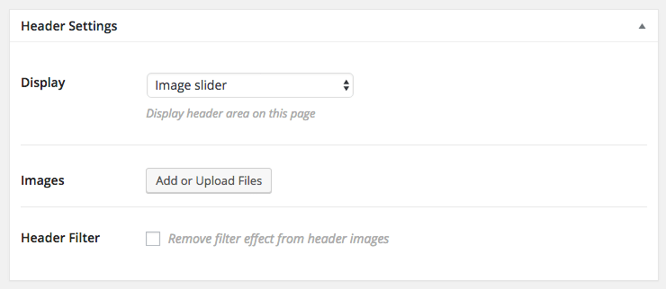 Header setting: Image slider